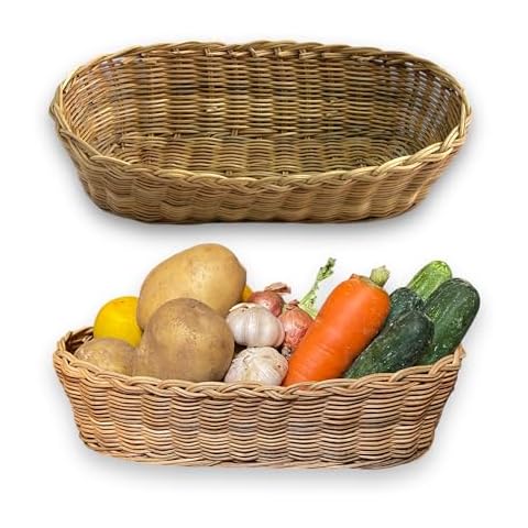 Set 2 of pcs Rattan Wicker Woven Serving Baskets for Bread, Fruit, French Fries, Vegetables, Restaurant Serving & Tabletop Display Baskets Cover