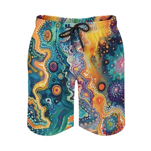 Tie Dye Style Color Beach Shorts for Men Summer Fashion Swim Trunks with Mesh Lining2
