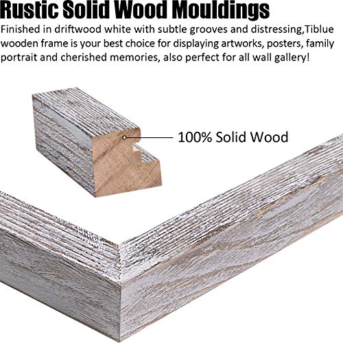 Tiblue 12X16 Rustic Picture Frames Solid Wood Display Pictures 11X14 Or 8.5X11 Diplomas With Mat Or 12X16 Without Mat, Farmhouse Distressed Wooden Picture Frame For Wall Or Table Top Display, Driftwood White thumb #1