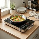 Chefman Infrared Cooktop 2200W Electric Glass Top | Works with All Utensils | Fast Heating Radiant Cooktop with Temperature Control | Portable Single Burner for Home Kitchen Cooking