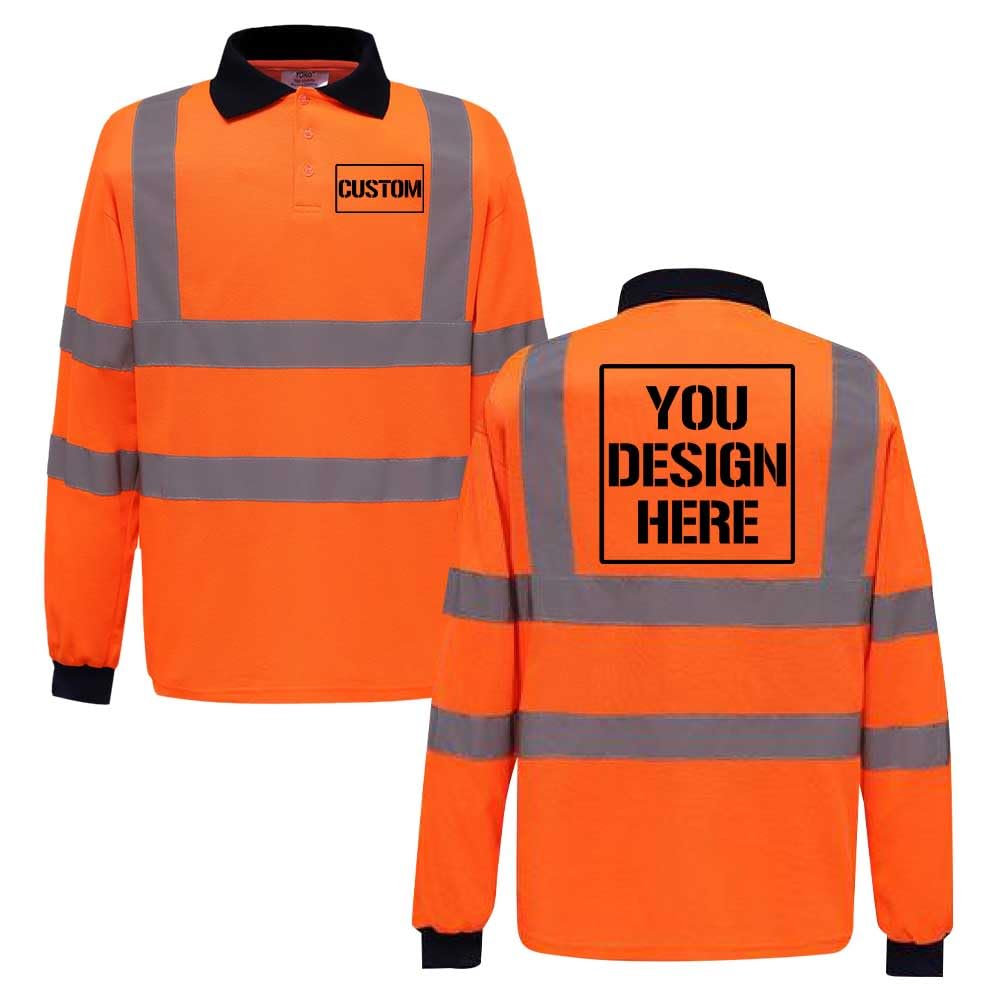 Polo de manga larga de alta visibilidad personalizado certificado EN reflectante ropa de trabajo transpirable PPE con logotipo impreso para construcción al aire libre