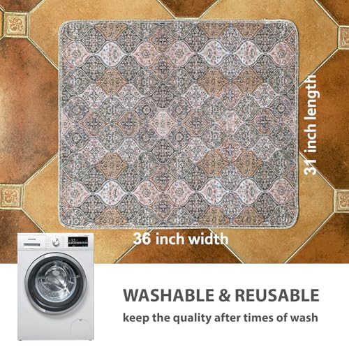 Image of nunubaby Washable Pee Pads for Dogs, Stylish, Non-Slip and Leak-Proof Pee Pads. Reusable Potty Pads for Dogs for Crates and Floors.(Brown /Multi,31 inch x36 inch )