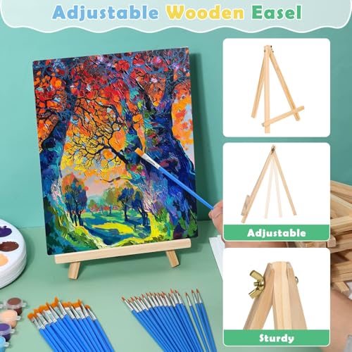 image for Evatage 10Pack 8x10 Inch Canvas and Easel Set, Art Canvas Bulk with Ea