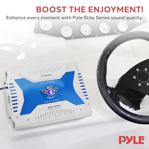 Pyle 6 Channel Marine Amplifier Receiver - Waterproof Wireless Bridgeable Audio Amp for Stereo Speaker with 2000 Watt Power Dual MOSFET Supply, GAIN Level, RCA Inputs and LED Indicator - PLMRA620 by Pyle - Image 7