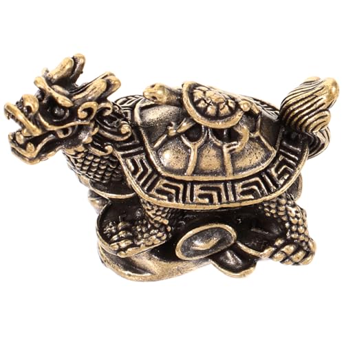 Alipis Copper Dragon Turtle Statue Miniature Metal Craft Decor for Indoor Desktop Display Vintage Style Compact Size Unique Collectible Ornament