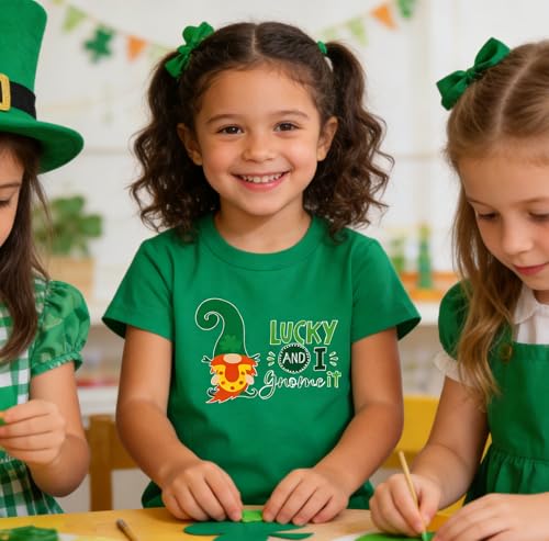 Image of Tkria Toddler Boys St Patricks Shirts Kids Clover Shamrock T-Shirt Baby Dinosaur Gnome Lucky Dude Short Sleeve Green Tops