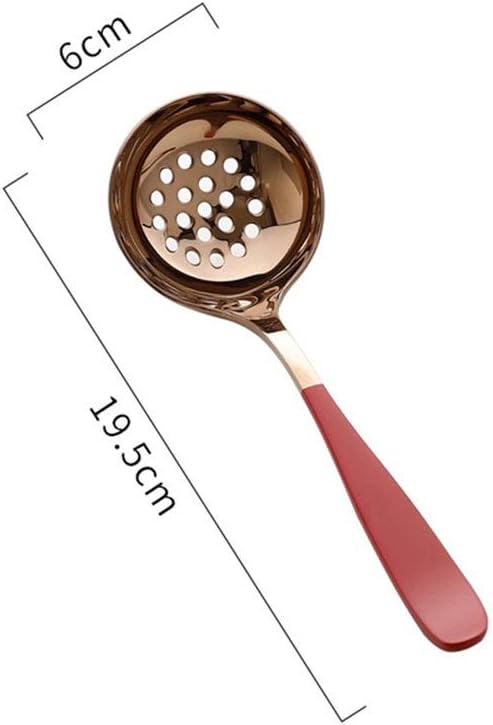 Spoons Stainless Steel Slotted Spoon/Colander is Suitable for Dining Table. Mix Tea Spoon for Dessert Dinner Spoon. Silver/Gold/red/Green Size: 6 * 19.5cm (Color : D) (G)