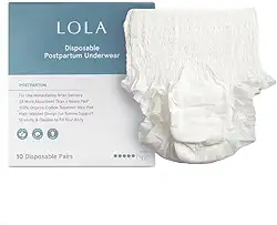 LOLA Roupa íntima pós-parto com algodão orgânico absorção máxima para sangramento pós-parto – Essenciais de bolsa hospitalar para gravidez – 10 unidades