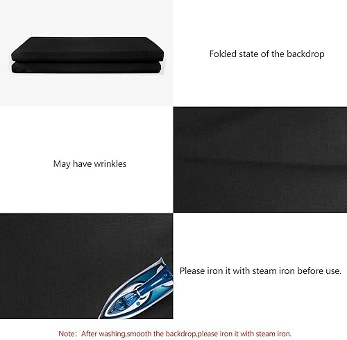 Miniatura 2 de Hemmotop Telón de fondo negro de 10 x 12 pies, pantalla de fondo negro para fotografía, telón de fondo de fotos negro para estudio de video y