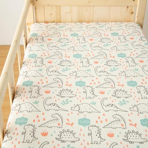 Image of SDIII 2 Pack Dinosaur Crib Sheets for Boys 52x28 Stretchy Microfiber Jersey Knit Crib Sheets Dinosaur for Standard Crib and Toddler Mattress