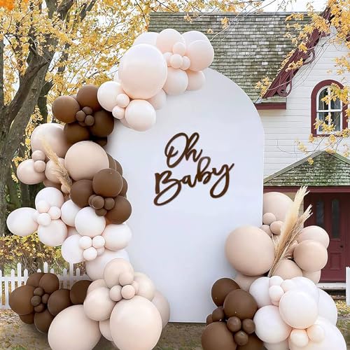 Image of Oh Baby Sign for Backdrop - Felt Baby Shower Sign Balloon Arch Decor Oh Baby Letters Banner for Boy Girl Baby Shower Gender Reveal 1st Birthday Party - Brown