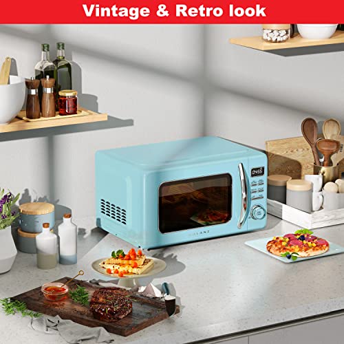 Galanz Glcmkz09Ber09 Retro Countertop Microwave Oven With Auto Cook & Reheat, Defrost, Quick Start Functions, Easy Clean With Glass Turntable, Pull Handle, 0.9 Cu Ft, Blue #TOP5