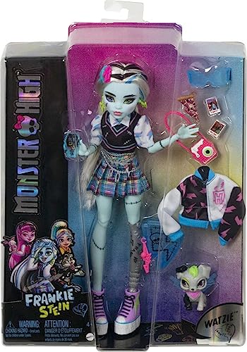 Muñeca Monster High Frankie Stein con accesorios y mascota miniatura 6