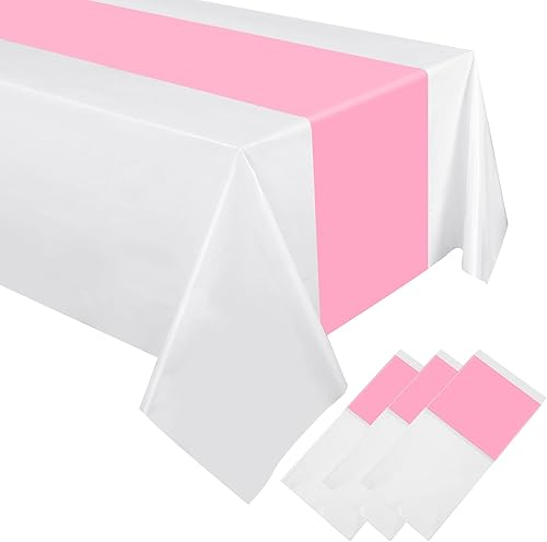 Oudain 6 manteles desechables de plástico de 54 x 108 pulgadas, para mesas rectangulares, impermeables, para baby shower, boda, cumpleaños,