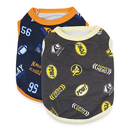 DroolingDog Puppy Clothes Shirts for Dogs Cat Vest Summer Dog Clothes Boy, Small, Pack of 2