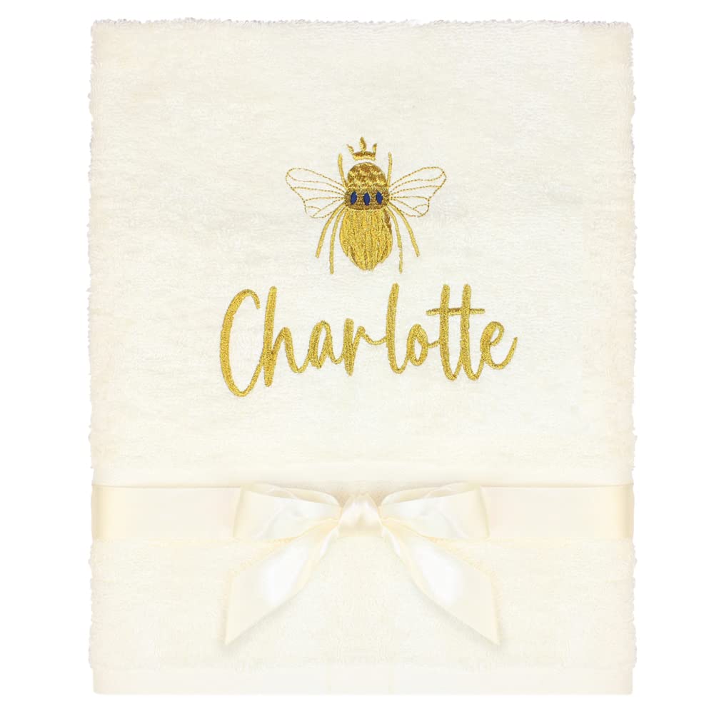 Teddyt's Cream Gold Personalised Royal Bee Cream Hand Towel