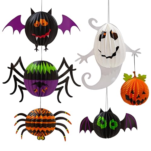 AIMI Halloween Party Decorations 6 Pack, Large 12-20Inch Hanging Paper Lanterns 3D Folding...