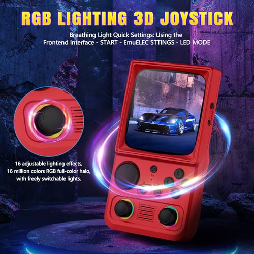 Image of R36TMAX Upgraded Retro Handheld Game Console with 4000mAh Battery, 4.0'' IPS Screen, Retro Gaming Console with Portable Case, Supports WiFi Networked Fighting and OTG (128GB Red)