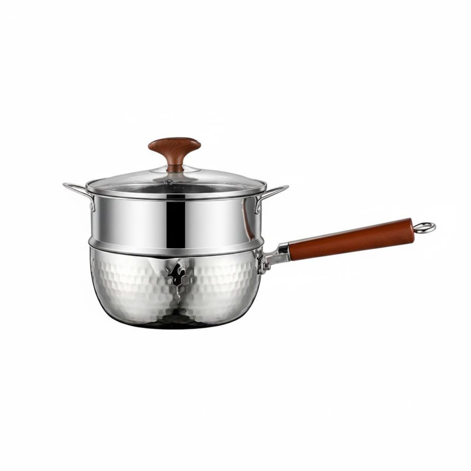 Cazo de Acero Inoxidable Olla Cazo Pequeño Cuerpo de con Base Compósita para Uniforme y Mango Largo Cómodo Adecuado para Comidas Diarias Cocina Casera, 20 Cm