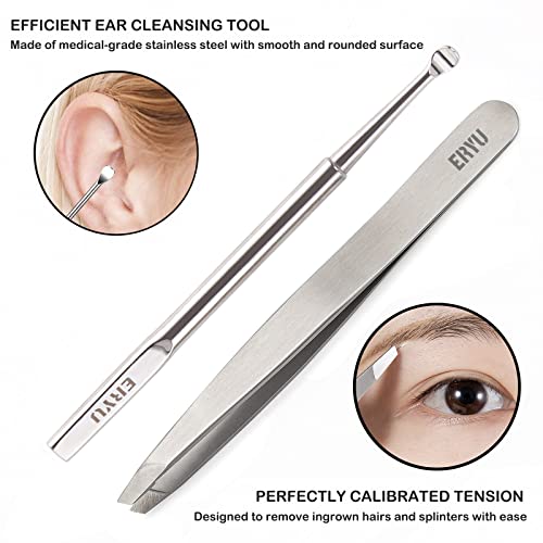 Eryu Nail Clippers Set (5Pcs), Stainless Steel Fingernail Clippers For Men & Women, With Leather Portable Travel Case, Professional Fingernail & Toenail Clippers For Thick Nails - Dad & Mom Gifts #TOP4