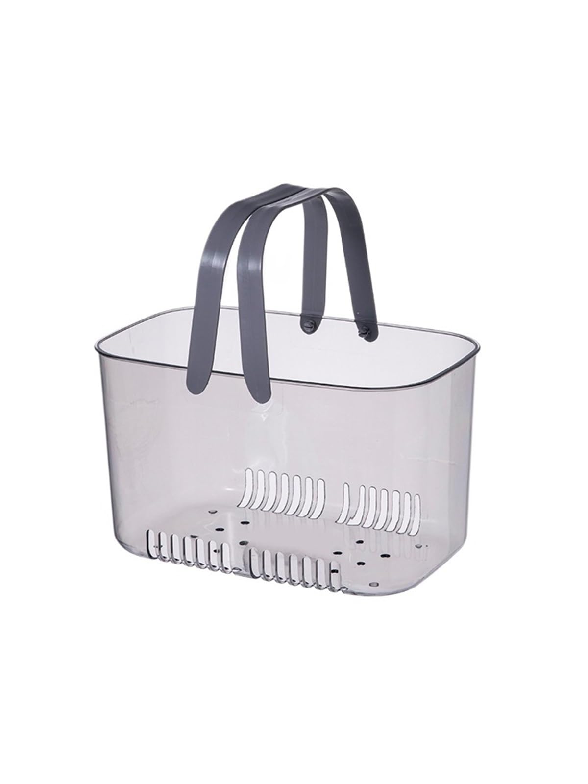 BAYNOPURIN Shower Bag Clear Bathroom Storage Basket, Household Hollow Drain Handheld Transparent Sundries Organizer, Bath(Transparent grey)