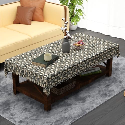 Image of Kuber Industries 36x54 Inch PVC Center Table Cover 4 Seater for Living Room and Home Decor | Waterproof and Anti-Slip Teapoy Cover | Table Protector Sheet | Tulip Luxury - Brown