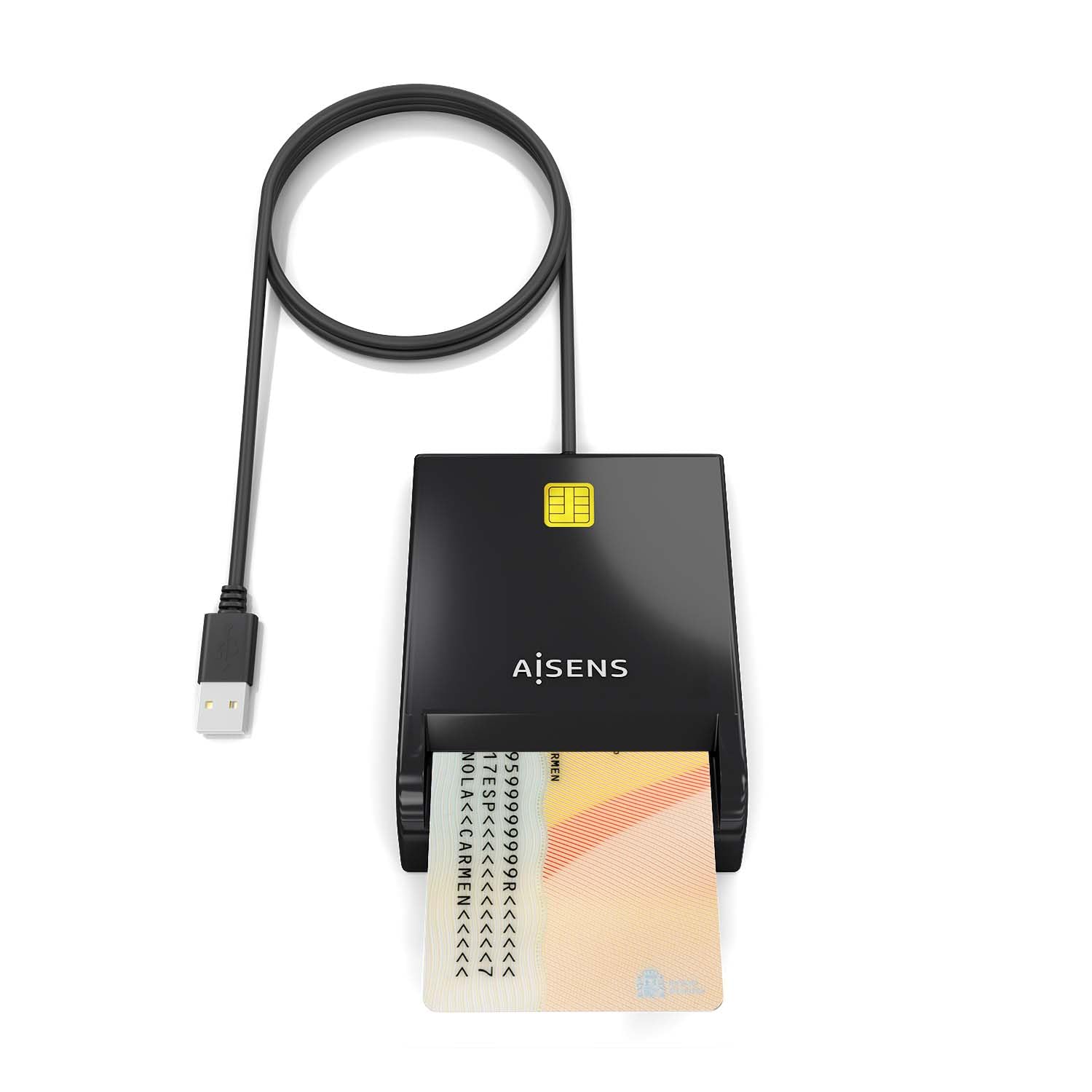 AISENS - ASCR-SN06-BK - Lector De Tarjeta Inteligente Dni, Negro
