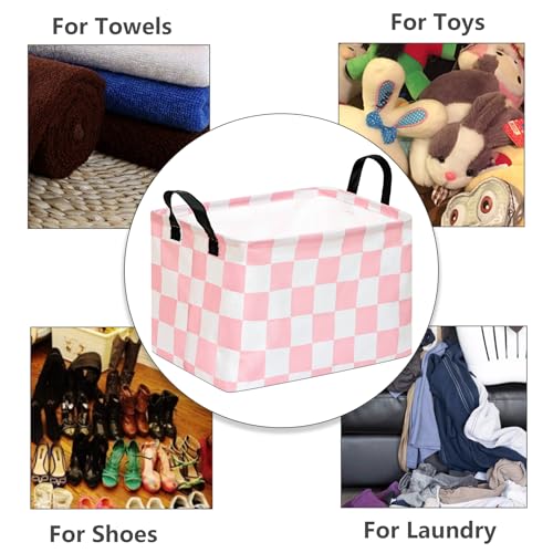 Image of Kids Storage Basket Gift Basket for Girls Toy Organizer Nursery Bedroom Decor Waterproof Lined with Handles Pink Laundry Hamper
