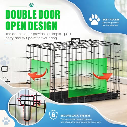 FDW Dog Crate for Medium Dogs 30 Inch Folding Kennel Metal Pet Cage Black by FDW - Used condition - Image 2