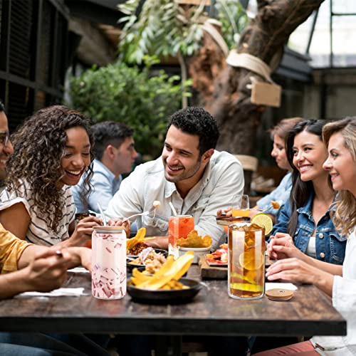 Vozoka Beer Can Glass With Bamboo Lids And Glass Straws, 4 Pack 16Oz Drinking Glasses With Lids And Straws, Can Shaped Glass Cups, Iced Coffee Cup, Beer Glasses, Ideal For Water, Soda, Tea, Gift #TOP5