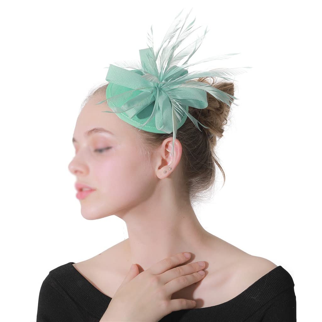 Szmaragdowo-zielone damskie kapelusze ślubne pióra do włosów fascynatory Chapeau Ladies Elegalt ślubne imprezowe akcesoria do włosów (szary 18cm)
