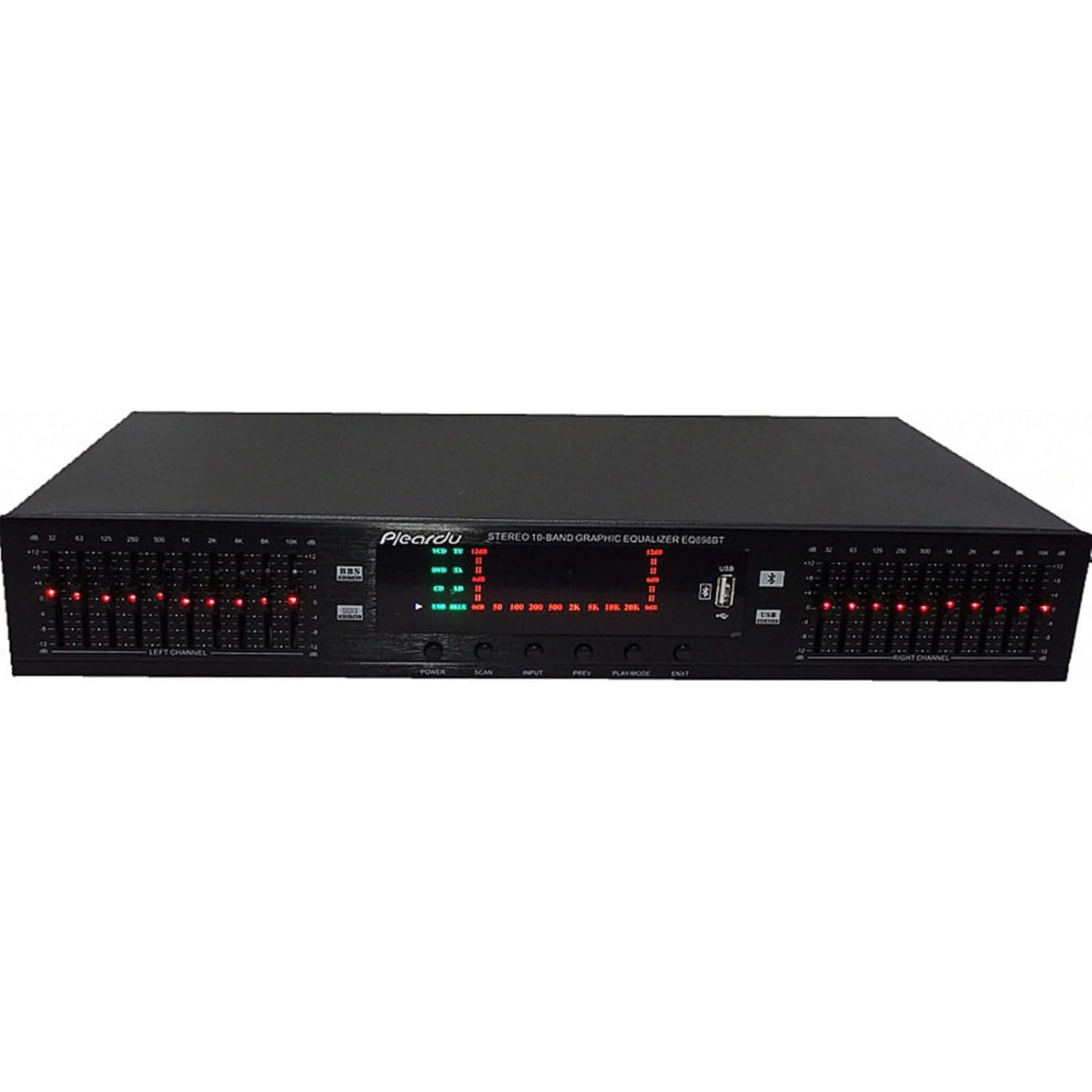 EQ898 stereofoniczny korektor Bluetooth, przedwzmacniacz, korektor, tony, średni zakres, regulacja basów, podwójny 20-segmentowy korektor korektora (złoty)