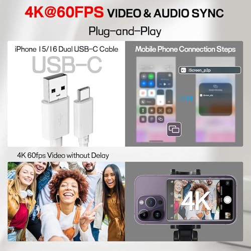Image of 4K 60FPS Phone Vlog Selfie Monitor Screen, Back Camera Monitor with Bluetooth Remote, Compatible with iPhone Android, 1800mAh for Selfie Vlog No Delay Live Stream for TikTok White