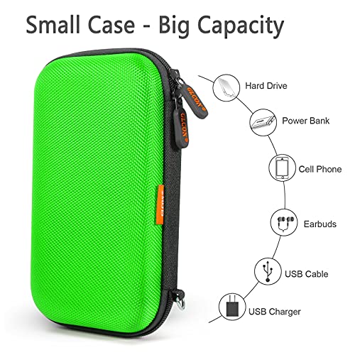 Image of Power Bank Storage Case - GLCON Hard EVA Protective Travel Case - Small Electronic Carrying Pouch for Hard Drive, Cell Phone, Charging Cable, External Battery, Earbuds (Light Green)