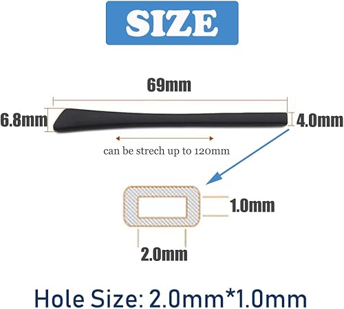 Miniatura 3 de OPUGIT Patillas de repuesto para gafas, puntas de silicona para lentes de oreja, funda de tubo para patas de metal fino, 8 pares, negroblanco