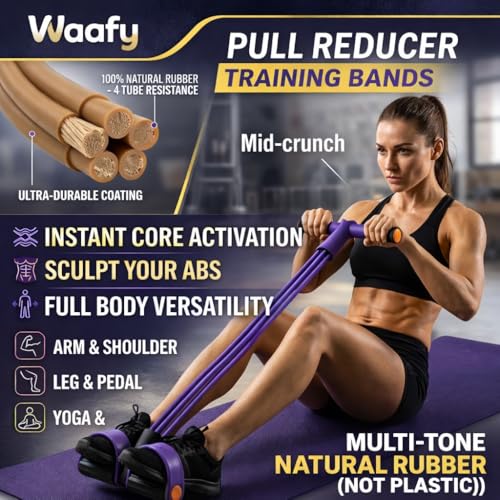Image of Pull Reducer Training Bands Natural Rubber 4 Tubes Body Pedal Exerciser Yoga Crossfit Exercise, Arm Exercise, Body Building Training Men and Women (Multicolor) D1