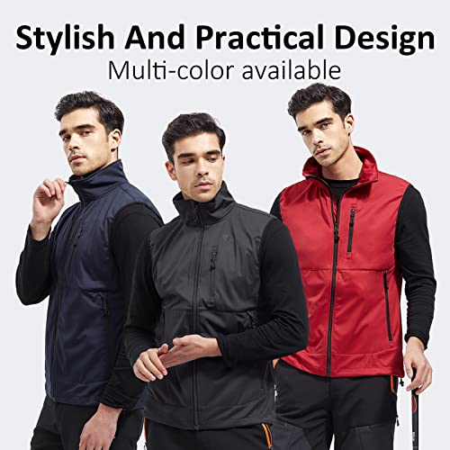 Free Soldier Men's Lightweight Softshell Golf Vests Outerwear Windproof Sleeveless Jackets For Travel Hiking Running Fishing(Sleet Gray,L) #TOP6