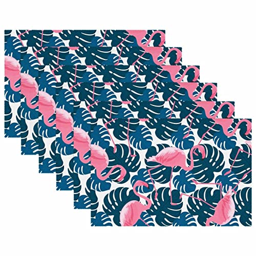 Sets de table flamant rose en tissu Oxford résistant - 6