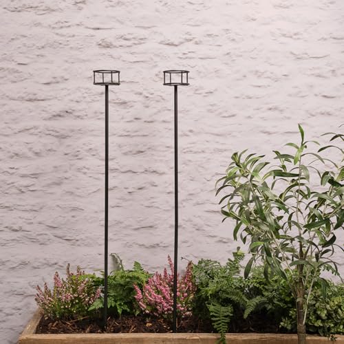 Lights4fun Set di 2 Piquetti Porta-Candela Lanternina da Esterno da Piantare Decorazione per Giardino o Balcone Esterno di 1 m