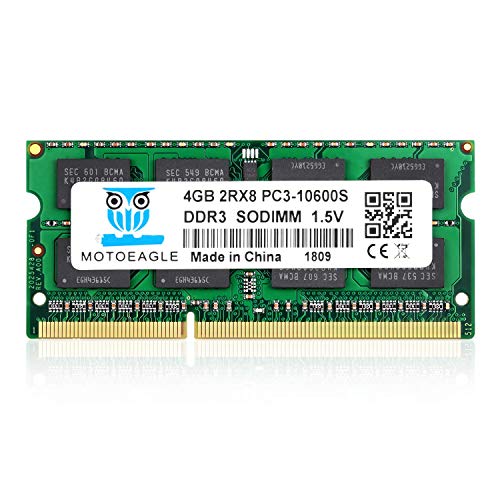 Image of Motoeagle DDR3 1333MHz SODIMM 4GB 2Rx8 PC3-10600 10600S 204 Pin 1.5V Laptop RAM Memory