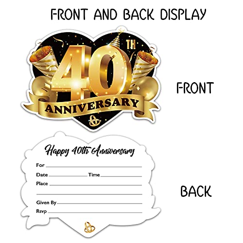 Zbbfscsb 15 Pack 40Th Anniversary Heart Shape Filled Invitations With Envelopes, 40Th Wedding Anniversary Party Invitation Card, 40Th Together Party Invitations #TOP1