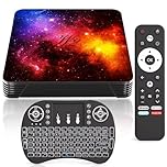 Android TV Box 4GB RAM 128GB ROM, Android 12.0, Quad-core Smart TV Box Mali-G31 GPU, Dual WiFi 2.4G/5G, Bluetooth 4.2, 3D 4K UHD Media Player, Mini Wireless Backlit Keyboard