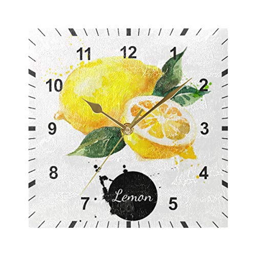 Orezi Watercolor Painting Lemon Wall Clock Art Decor For The Kitchen,Living Room,Bedroom,Office,School #TOP4