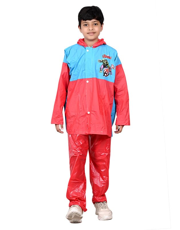 Kids Boy's Dual Pattern Rain Coat Top + Bottom Raincoat with Hooded and Sleeves-image-20