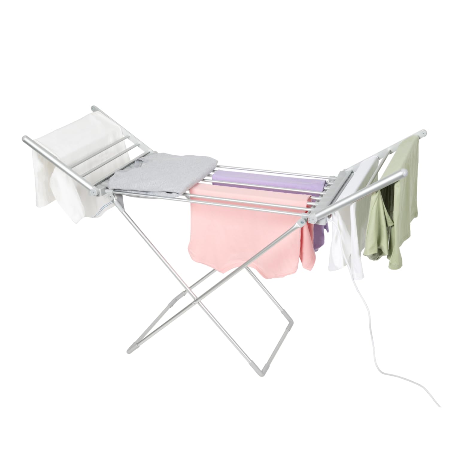 Homevibe Winged Electric Heated Clothes Airer Folding Laundry Dryer – Portable Heat Rack, Energy Efficient Indoor Clothes Dryer, Foldable Heated Drying Rack With Large Drying Space