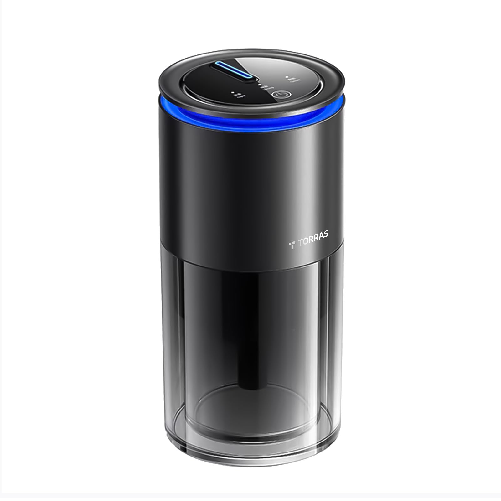 TORRAS CF12 Ambientador para coche, ventilador de alta velocidad para 1 s difusión de fragancia, función automática de encendido/apagado, intensidad ajustable de la fragancia, luz ambiental azul, 45