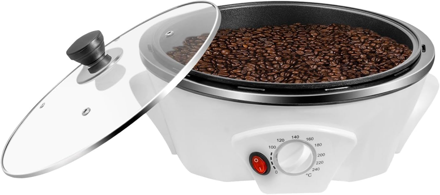 Tostatrice elettrica per caffè da 1,1 libbre, tostatrice Antiaderente per Chicchi con Temperatura Regolabile da 0 a 240℃ per Arachidi, Frutta secca, Disponibile negli Stati Uniti.
