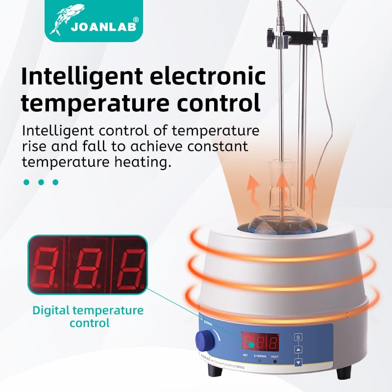 Miniatura 5 de JOANLAB Manto de calefacción eléctrico de 16.9 fl oz con agitador magnético Agitador de manto de calefacción de laboratorio digital para frasco de