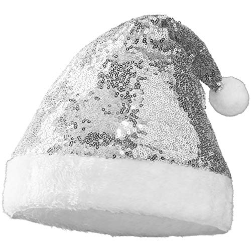 dressforfun 303434 Glitzer Pailletten Weihnachtsmütze, silber,...