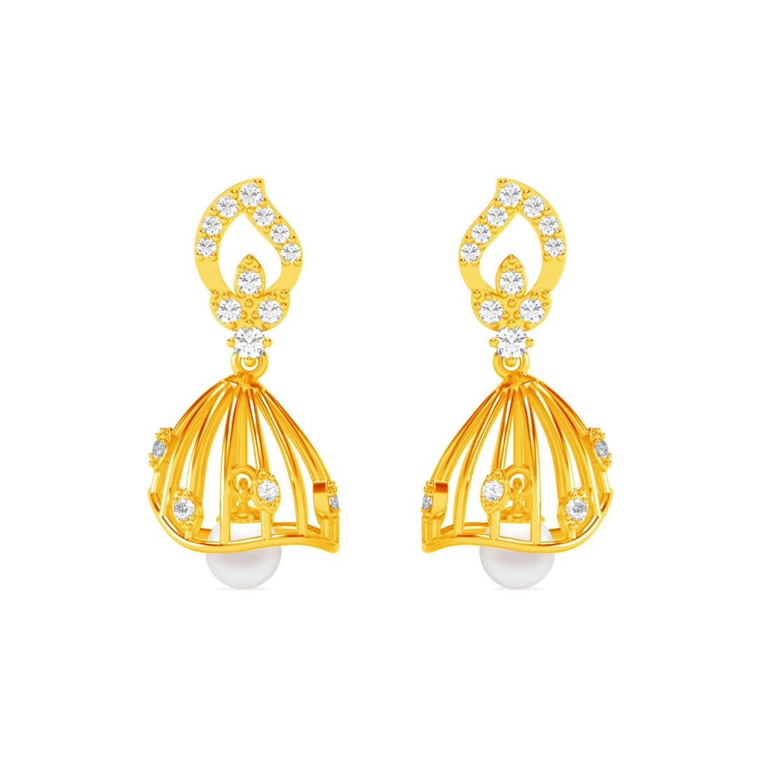 clara 925 Sterling Silver Avni Pearl Jhumki Earrings | Gold Plated, Swiss Zirconia | Gift for Women and Girls-picture-2
